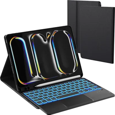 Zdjęcie produktu dla Etui ROOFEI z podświetlaną klawiaturą do iPada Pro 11 cali M4 2024 QWERTZ