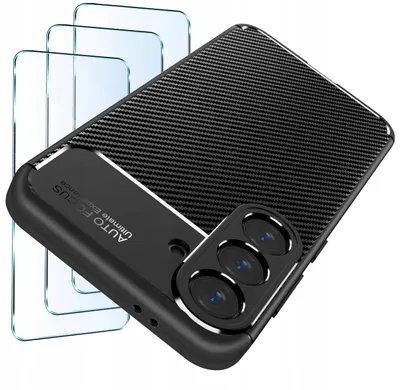 Zdjęcie produktu dla Zestaw Etui Do Samsung A36 | A37 5G Pancerne Carbon Case + 3 Sztuki Szkło