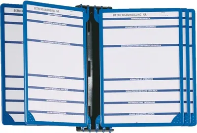 Produktbild von Klapprahmen, m.Wandhalterung, f.Maschinenbetriebsanweisungen, blau, Kunststof...