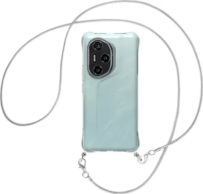 Produktbild von Handykette Backcover-Schutzhülle mit Band (Metall silberfarben) für Honor 300 Pro 5G - silberfarbene Snake-Kette