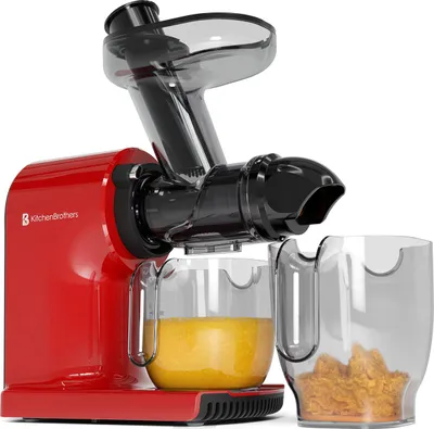 Produktbild von KitchenBrothers Slow Juicer - Kompakt - Entsafter - Obst- und Gemüsepresse - 45mm - 500ml - Rot