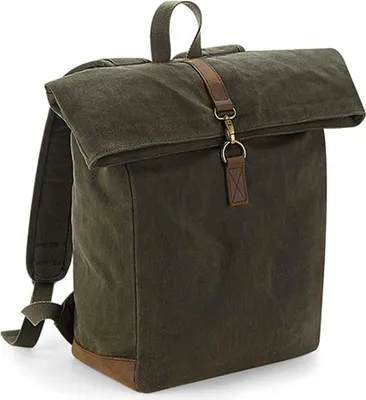 Immagine prodotto di Quadra QD655 | Zaino in tela cerata Heritage, 53 x 31 x 14 cm - Colore: Verde oliva - Dimensioni: 53 x 31 x 14 cm