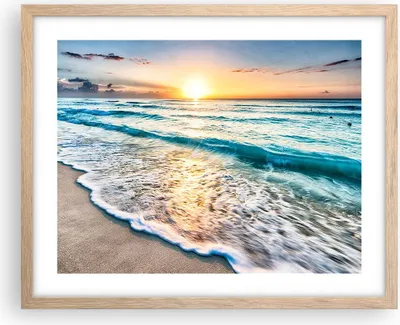Produktbild von Gerahmtes Poster - Rahmen in heller Eiche - Meer Welle Strand - 50x40 cm - Wand Bild - Wanddeko - Wandbilder - Wandposter - Bilderrahmen - Bilder - Kunstdruck - Wandbild - P2NAA50x40-3621