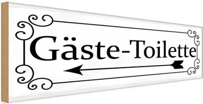 Produktbild von vianmo Holzschild 10x27 cm Gäste-Toilette links Warnschild Hinweisschild