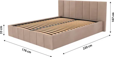 Produktbild von Muralo PREMIUM POLSTERBETT für Schlafzimmer Polsterbett mit Bettkasten und Gasdruckfeder Bett mit Polsterkopfteil Doppelbett 160x200 Bett mit Stauraum Beige