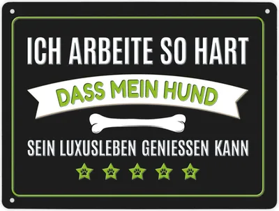 Produktbild von Luxusleben Hund Metallschild XL in grün mit Knochen Motiv Schild Blechschild