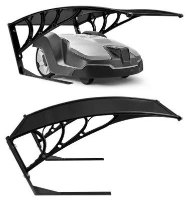 Produktbild von Arebos Mähroboter Garage | Rasenmäher Rasenroboter Automower | Carport 102 x 79 x 46 cm | Witterungsbeständig + UV-Schutz | mit Metallfüßen | Rasenmäher Überdachung | inkl. Montagematerial | Schwarz