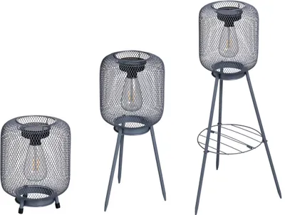 Produktbild von LED Solar Stehlampe Stehleuchte Tischlampe mit warmweißem Licht für den Außenbereich 66cm hoch Netz anthrazit