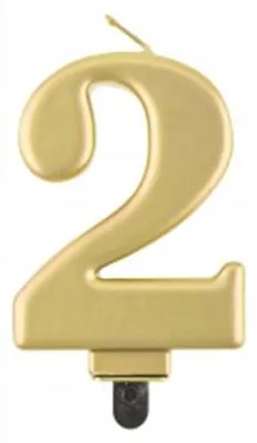 Produktbild von GoDan Goldene Geburtstagskerze Zahl 2