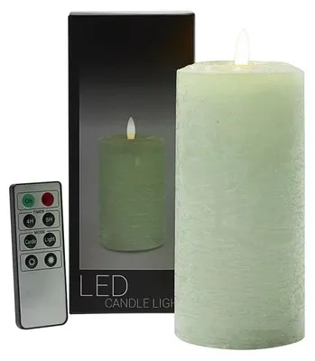 Productafbeelding van Branded LED-kaars, stompmodel, Ø 7,6 × 16 cm - Heldergroen