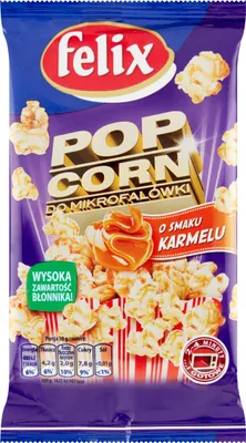 Zdjęcie produktu dla felix Popcorn do mikrofalówki o smaku karmelu 90 g