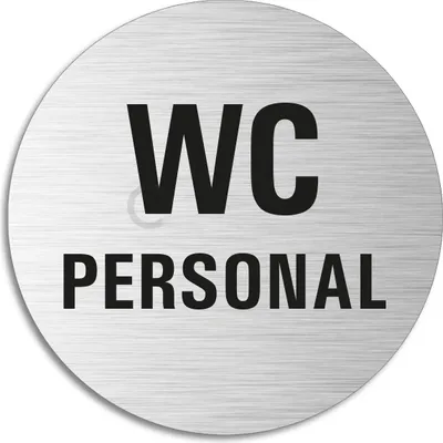 Produktbild von Türschild - WC Personal l Toilettenschild Ø 75 mm aus Aluminiumschild selbstklebend