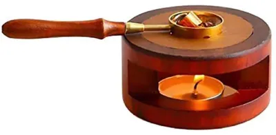 Produktbild von Wachssiegelwärmer-Set mit Holzgriff, Schmelzlöffel, Siegelwachsofen-Werkzeug für Hochzeitswachsumschläge, Siegelstempel