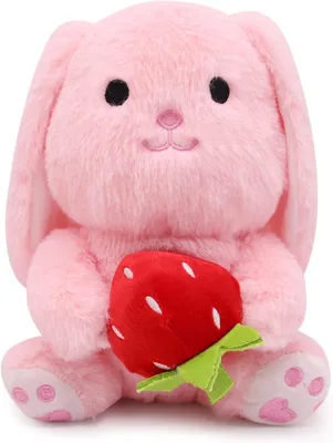 Produktbild von Plüschhase, rosa, Maskottchen, Teddybär, kuschelig, weiches Spielzeug, Erdbeere