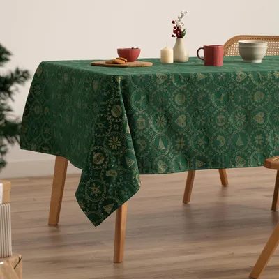 Immagine prodotto di Elzusha - Tovaglia jacquard per Natale, 140 x 300 cm, verde
