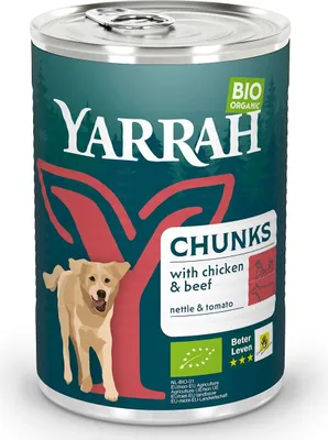 (DLA PSA DOROSŁEGO) KARMA Z WOŁOWINĄ, POKRZYWĄ I POMIDOREM BIO 405 g - YARRAH