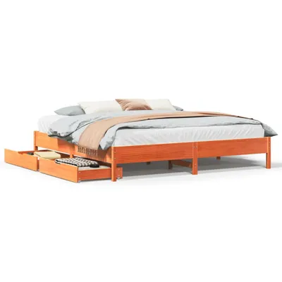 Produktbild von Massivholzbett ohne Matratze Wachsbraun 200x200 Kiefernholz