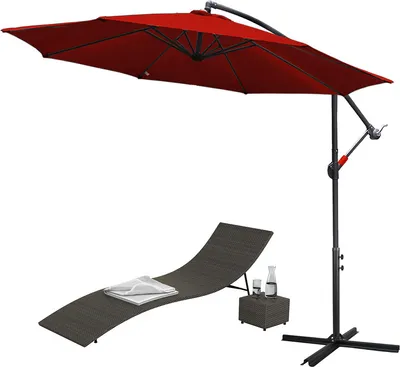 Produktbild von Jiubiaz 3.5m Sonnenschirm UV40+ Camping Pendelschirm Pavillon Gartenschirm -Rot