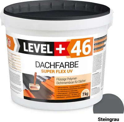 Produktbild von Dachfarbe elastische Sockelfarbe Dachlack UV-beständig Super Flex 7Kg Steingrau LEVEL+ RM46