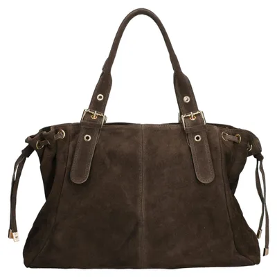 Immagine prodotto di Borsa a mano donna pelle scamosciata Italy Chiusura zip Black B UNICA 41x28.5x20 cm