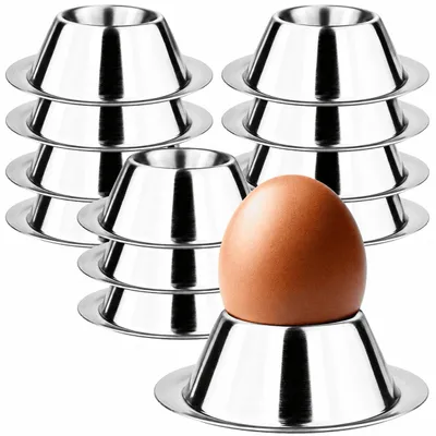 Produktbild von Eierbecher Edelstahl Eier Becher Metall Frühstück Eierhalter Eierständer 12 Set
