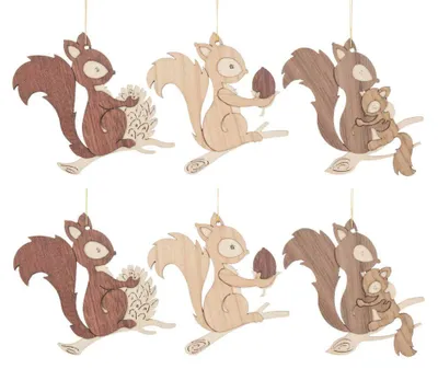 Baumschmuck Eichhörnchen, 6 Stück, 7 cm