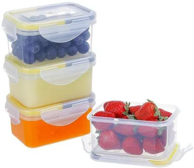Produktbild von Luchtdichte, herbruikbare, geelgrijs plastic Voedselbehälter, 4er Pack