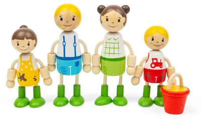 Imagen del producto de Tidlo: Muñecas de madera para casa de muñecas, familia de granjeros