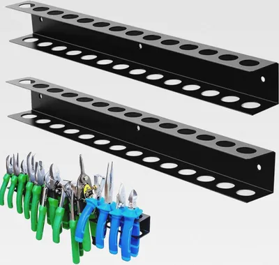 Produktbild von 2 Stück Schraubenzieher Halterung, Werkzeughalter Wand14 Löcher Zangenschlüssel Organizer Halter für Schraubendreher Zangen mit Schrauben Dübel für Garage Werkbank