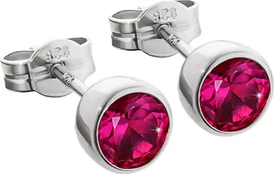 Produktbild von Paar Ohrstecker 925er Sterling Silber 5,50mm Zirkonia Rot Damen Herren 6668