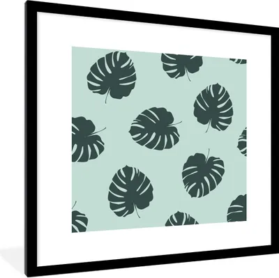 Produktbild von MuchoWow® Gerahmtes Poster Sommer - Blätter - Monstera 40x40 cm - Poster mit Schwarzem Bilderrahmen Wandposter Rahmen Foto Bilder - Poster - Plakat im Rahmen