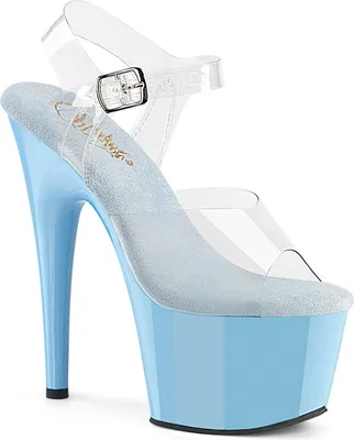 Produktbild von ADORE-708 Pleaser Damen High-Heels Damen Plateausandaletten klar babyblau