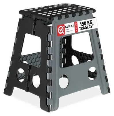 Klappbarer Tritthocker, 1 Stufe, 39x39x32 cm, grau-schwarz, bis 120 kg