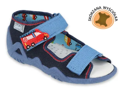 Produktbild von BEFADO Kinder Hausschuhe Sandalen 350P014 Lederinnesohle, Klettverschluss,  Blau 25