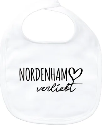 Produktbild von Huuraa Baby Lätzchen Nordenham verliebt White Klettverschluss  Baumwolle Latz Geschenkidee