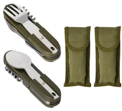 Productafbeelding van 2 stuks Outdoor reisbestek, 7-in-1 afneembaar kampeerbestekset