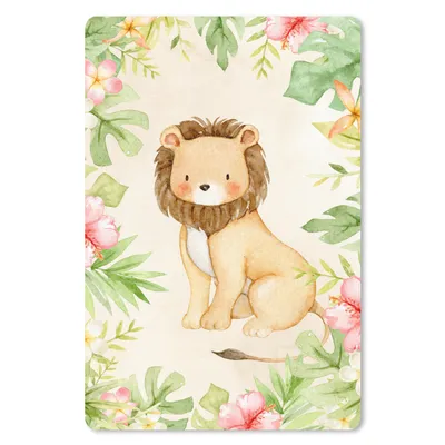Produktbild von MuchoWow® Mauspad Mousepad Löwe - Blumen - Dschungel - Aquarell 18x27 cm - Mousepads - Maus Mat - Pad - Mausunterlage
