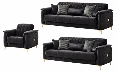 Produktbild von Sofa Set Osorno, Schwarz Stellvariante 3+2+1