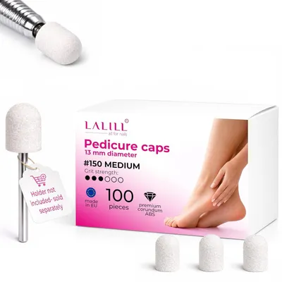 Produktbild von LALILL Schleifkappen LUX 100 Stück – weiße Fräskappen für Nagelfräser – Maniküre