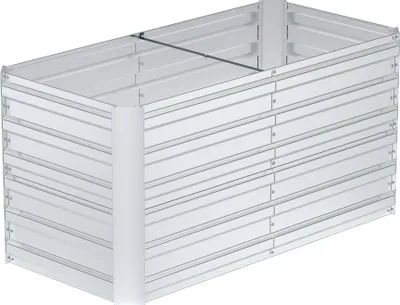 Produktbild von JOIEYOU 120x60x58cm Metall Blumenkübel für Hochbeete, 435L Verzinkter Stahl Gartenbeet, Rechteck Pflanzbeet zum Selber Bauen, Outdoor Pflanzkübel für Gemüse Blumen Obst Kräuter (Silber)