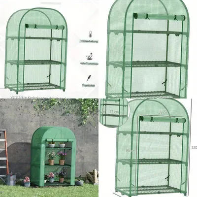Image de Serre de balcon – Serre de culture – Serre – Serre de jardin – Mini serre – 80x49x120 cm – 3 étagères – Vert