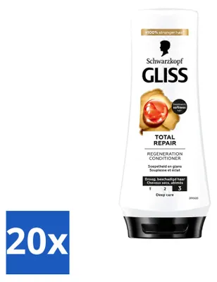 Productafbeelding van 20 x Schwarzkopf Gliss Hair Repair Total Repair Conditioner - 200 ml - Voordeelverpakking - 20 stuks