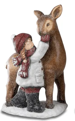 Produktbild von Dekofigur Winterkind Mädchen mit Reh 45cm Formano WA