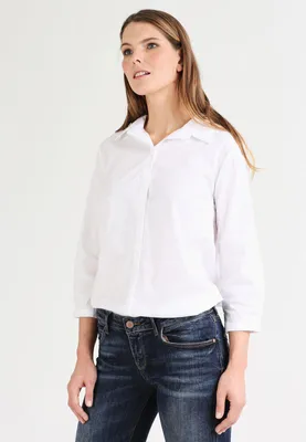 Produktbild von GIN TONIC Damen Bluse Gerade Passform Baumwolle Elasthan, Größe:M, Farbe:White