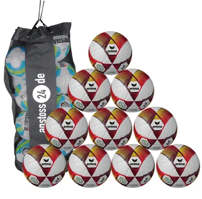 Produktbild von Ballset erima Spielball - Hybrid Futsal v25 inkl. Ballsack 10 Bälle rot/gelb-350g
