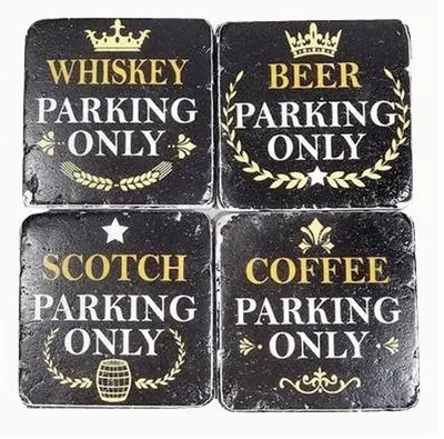 Produktbild von Untersetzer  Stein Set - 4 teilig im Antik Look - Whisky Scotch Beer Coffee