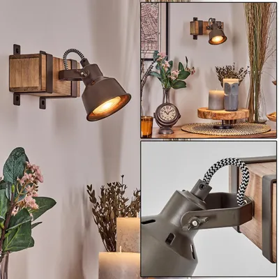 Produktbild von Villanuova Wandlampe aus Metall/Holz in Grau/Naturfarben