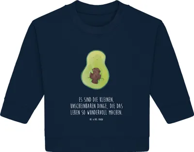 Produktbild von Mr. & Mrs. Panda Organic Baby Pullover Avocado Kern 24. - 36. Monat - French Navy - Geschenk, Liebe, Spruch Leben, Bullover, Pflanze