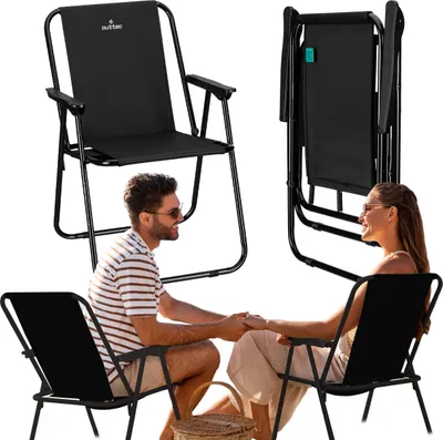 Image de Outtec® Chaise de camping - pliable - jusqu'à 120 kg - Chaise de pêche, Chaise pliable, Chaise pliante, Chaise de jardin, Chaise de camping légère, Chaise de plage