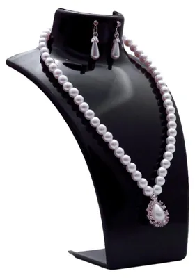 Produktbild von Schmuck Display Büste, Halsketten Halter, Schmuckständer aus Kunststoff, Ohrring Halter, Schmuckhalter, Kettenhalter für Juweliere - Ladengeschäfte, Ausstellungsständer für Ohrringe und Halsketten 1xStück Schwarz